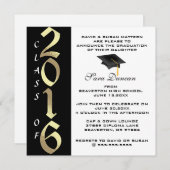 Cute Classic Elegant 2016 Afstuderen Invitation Kaart (Voorkant / Achterkant)