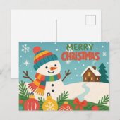 Cute, classic Merry Christmas snowman Feestdagenkaart (Voorkant / Achterkant)
