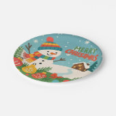 Cute, classic Merry Christmas snowman Papieren Bordje (Gekanteld)