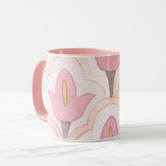 Cute Classic Moroccan met tulp Tegel roze Mok (Voorkant links)