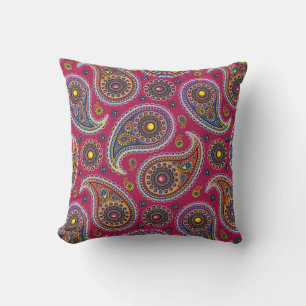 Cute Classic Paisley Red Navy Blue Yellow Buitenkussen