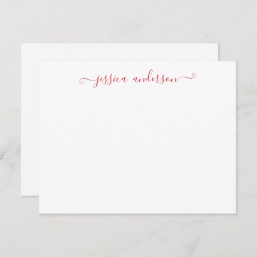 Cute Classic Preppy Modern Girly Maroon Red Script Notitiekaartje (Voorkant / Achterkant)