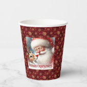 Cute Classic Santa Rudolph Funny Holiday Party Cup Papieren Bekers (Voorkant)