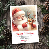 Cute Classic Santa With Rudolph Holiday Greeting Feestdagenkaart