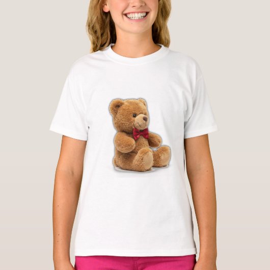 Cute Classic Teddy Bear Art Girls' T-Shirt (Voorkant)