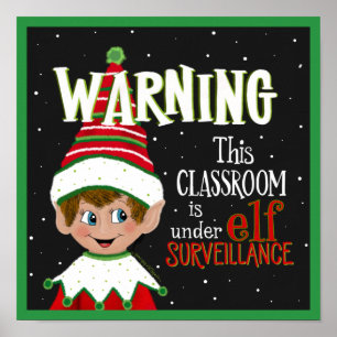 Cute Classroom Elf Surveillance Poster