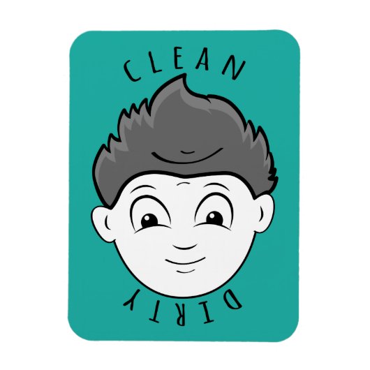 Cute Clean Boy Dirty Bearded Man Dishwasmachine Magneet (Verticaal)