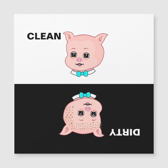 Cute Clean Dirty Pig Cartoon (Voorkant)
