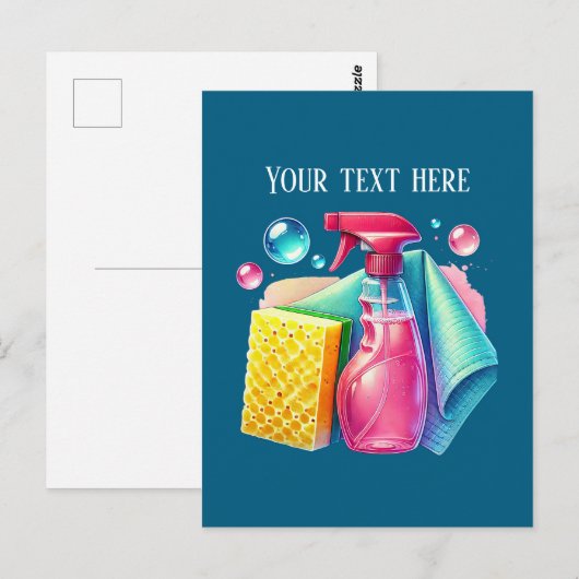 Cute cleaning business customizable briefkaart (Voorkant / Achterkant)