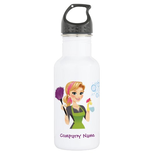 Cute Cleaning Cartoon Housekeeping Maid Service Waterfles (Voorkant)