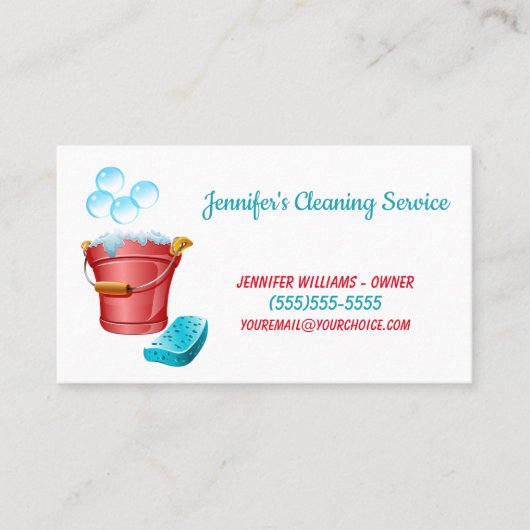 Cute Cleaning Housecleaning Service Bucket Visitekaartje (Voorkant)