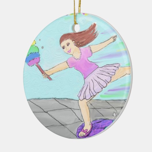 Cute Cleaning Lady Keramisch Ornament (Links)