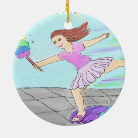 Cute Cleaning Lady Keramisch Ornament (Achterkant)