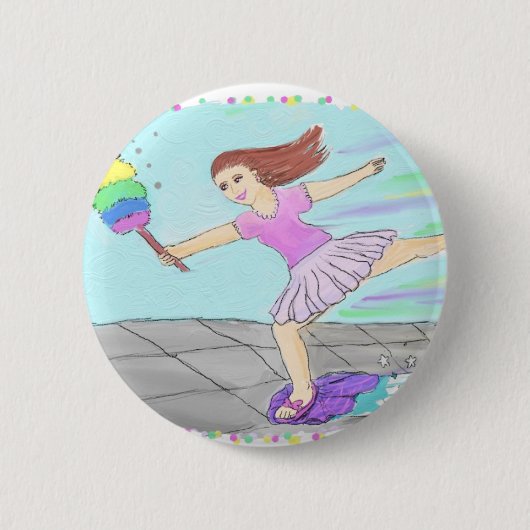 Cute Cleaning Lady Ronde Button 5,7 Cm (Voorkant)