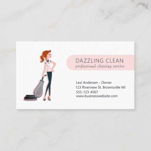 Cute Cleaning Maid House Clean Service Visitekaartje (Voorkant)