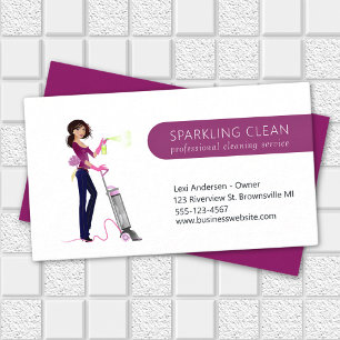 Cute Cleaning Maid Vacuum House Clean Service Visitekaartje