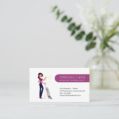 Cute Cleaning Maid Vacuum House Clean Service Visitekaartje (Staand voorkant)