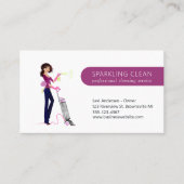 Cute Cleaning Maid Vacuum House Clean Service Visitekaartje (Voorkant)