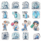 Cute Cleaning Service Icons & Characters - Vector Sticker (Voorkant)