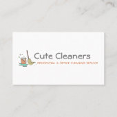 Cute Cleaning Service Mop + Bucket Visitekaartjes (Achterkant)