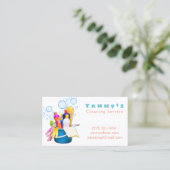 Cute Cleaning Supplies Bucket Bubbles Service Visitekaartje (Staand voorkant)