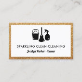 Cute Cleaning Supplies Faux Gold Glitter Cleaner Visitekaartje (Voorkant)