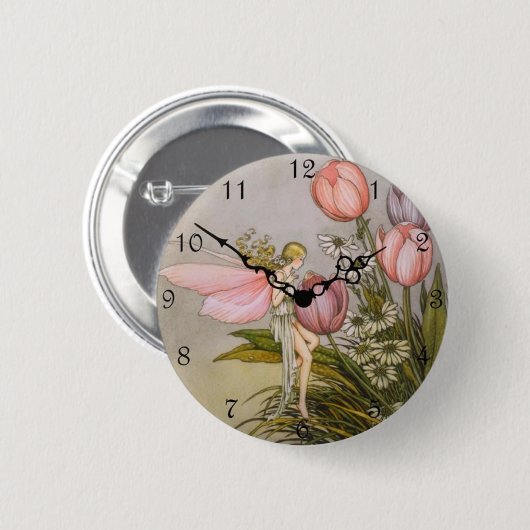 Cute Clock Style Kind Button - 'Tooth Fairy' (Voorkant /achterkant)