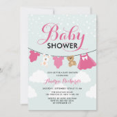 Cute Clothes Line Roze Het is een meisje Baby show Kaart (Voorkant)