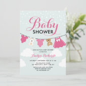 Cute Clothes Line Roze Het is een meisje Baby show Kaart (Staand voorkant)