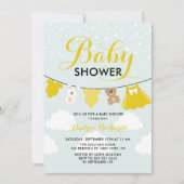 Cute Clothes Line Yellow Het is een meisje Baby sh Kaart (Voorkant)