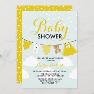 Cute Clothes Line Yellow Het is een meisje Baby sh Kaart