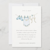 Cute Clothesline Aqua Blue Baby Bedankkaart (Voorkant)