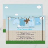 Cute Clothesline Baby Boy Modern Baby shower Kaart (Voorkant / Achterkant)