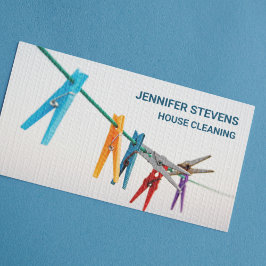 Cute Clothesline House Cleaning Maid Housekeeper Visitekaartje