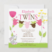 Cute Clothesline Multiple Baby Shower Invitations Kaart (Voorkant)