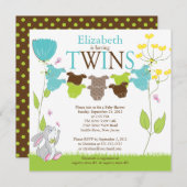 Cute Clothesline Multiple Baby Shower Invitations Kaart (Voorkant / Achterkant)