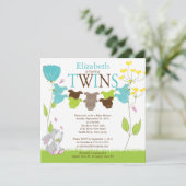 Cute Clothesline Multiple Baby Shower Invitations Kaart (Staand voorkant)