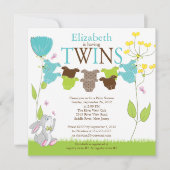 Cute Clothesline Multiple Baby Shower Invitations Kaart (Voorkant)