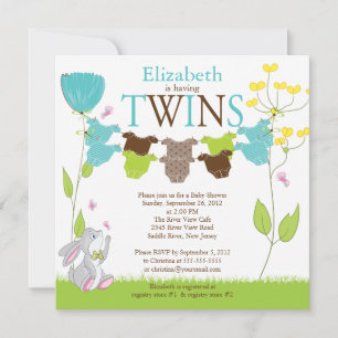 Cute Clothesline Multiple Baby Shower Invitations Kaart