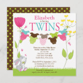 Cute Clothesline Multiple Baby Shower Invitations Kaart (Voorkant / Achterkant)