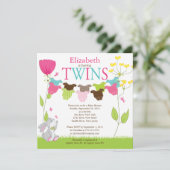 Cute Clothesline Multiple Baby Shower Invitations Kaart (Staand voorkant)