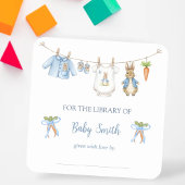 Cute Clothesline Peter the Rabbit Book Plate Vierkante Sticker