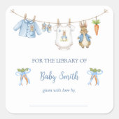 Cute Clothesline Peter the Rabbit Book Plate Vierkante Sticker (Voorkant)