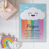 Cute Cloud and Rainbow Birthday Party Kaart