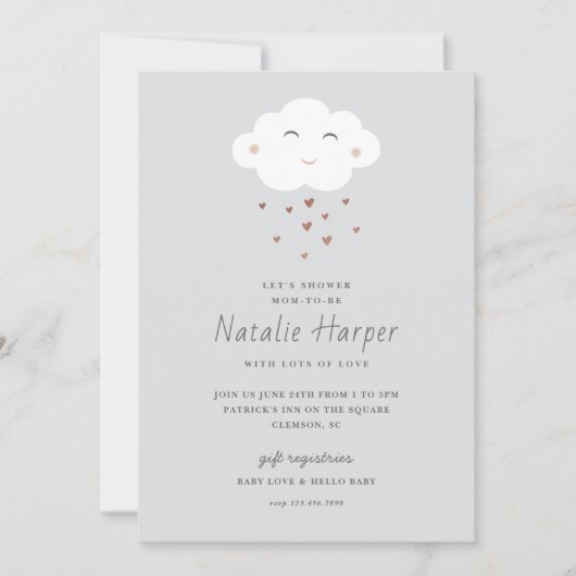 Cute Cloud Baby shower Kaart (Voorkant)