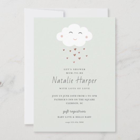 Cute Cloud Baby shower Kaart (Voorkant)