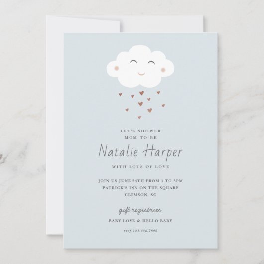 Cute Cloud Baby shower Kaart (Voorkant)
