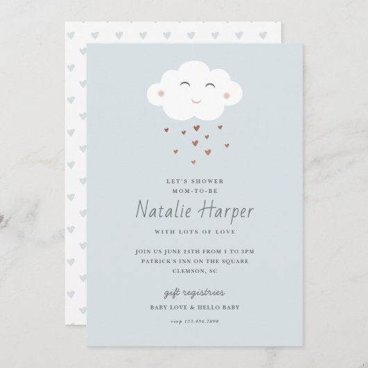 Cute Cloud Baby shower Kaart (Voorkant / Achterkant)