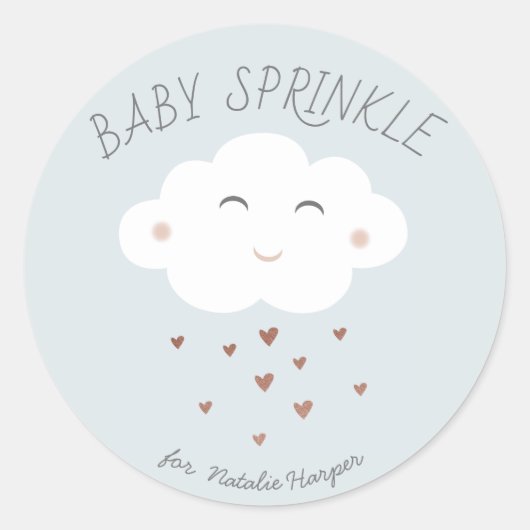 Cute Cloud baby shower Ronde Sticker (Voorkant)