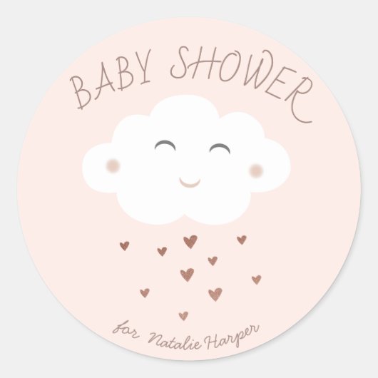 Cute Cloud baby shower Ronde Sticker (Voorkant)
